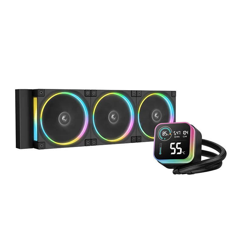 DeepCool LQ360 ULTRA ARGB 360mm suvli kuler, raqamli displeyli nasos bloki