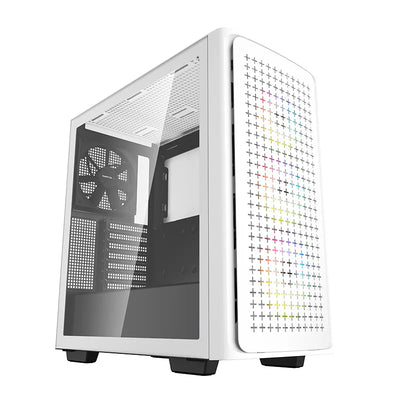 DeepCool CK560 White oq ATX korpus, 4 ta kuler va shishali yon panel