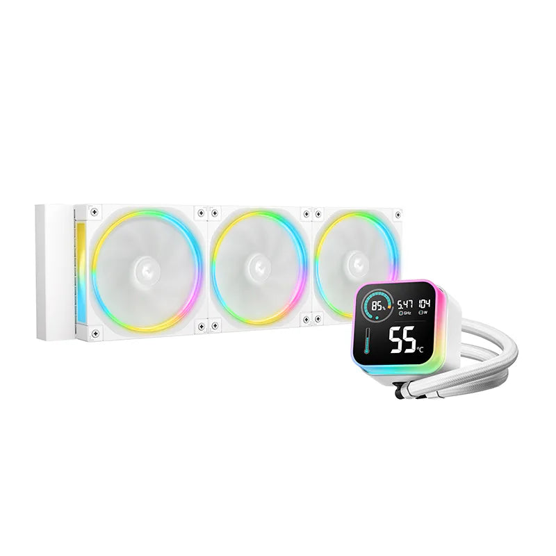 DeepCool LQ360 ULTRA ARGB White oq 360mm suvli kuler, raqamli displey
