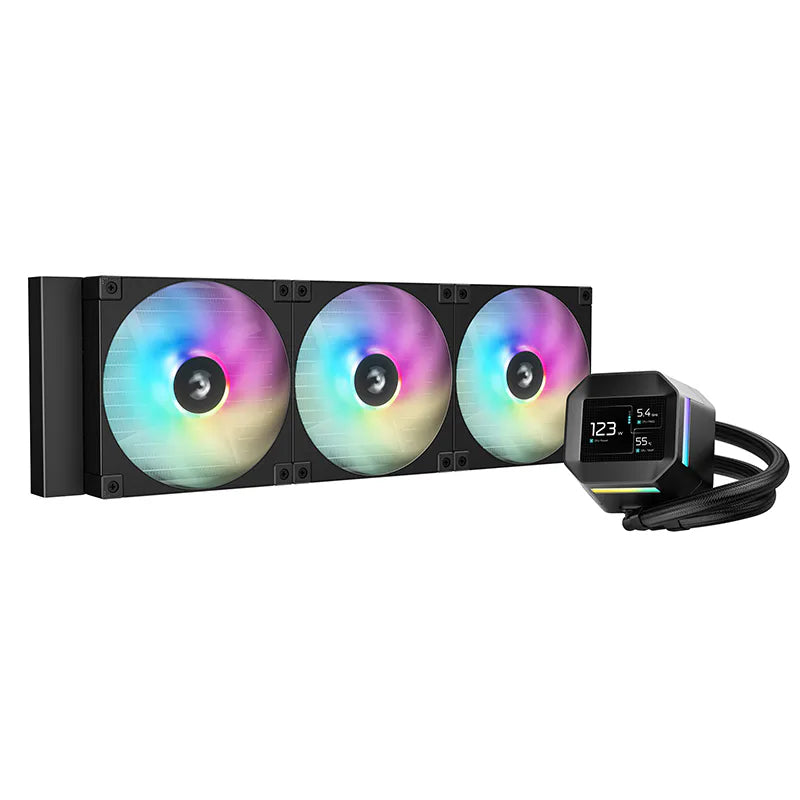 DeepCool LM420 420mm ARGB suvli kuler, 2.4 dyuymli LCD ekranli nasos bloki