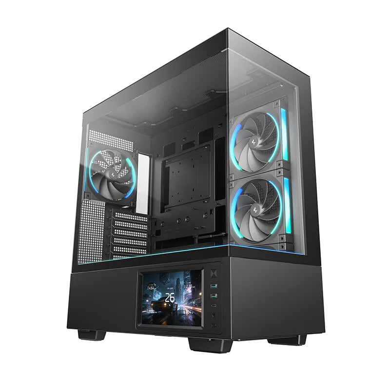 DeepCool CH690 Digital qora ATX korpus, shishali yon panel