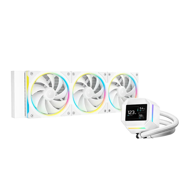 DeepCool LM360 White oq 360mm ARGB suvli kuler, mini LCD ekran