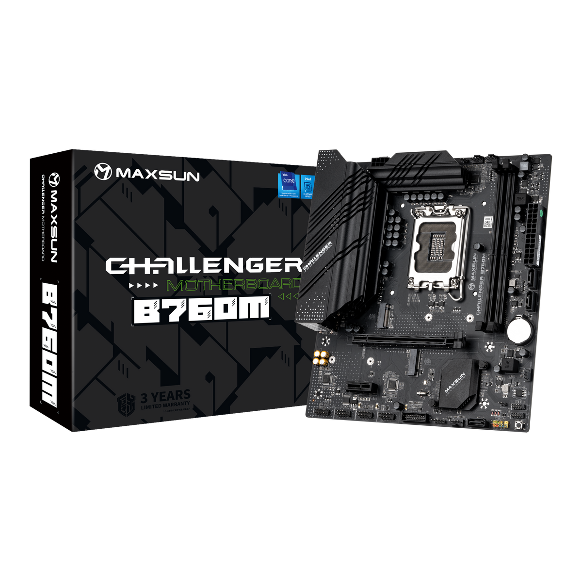 Maxsun Challenger B760M DDR4 ona plata, LGA1700, 2 ta M.2, Micro-ATX