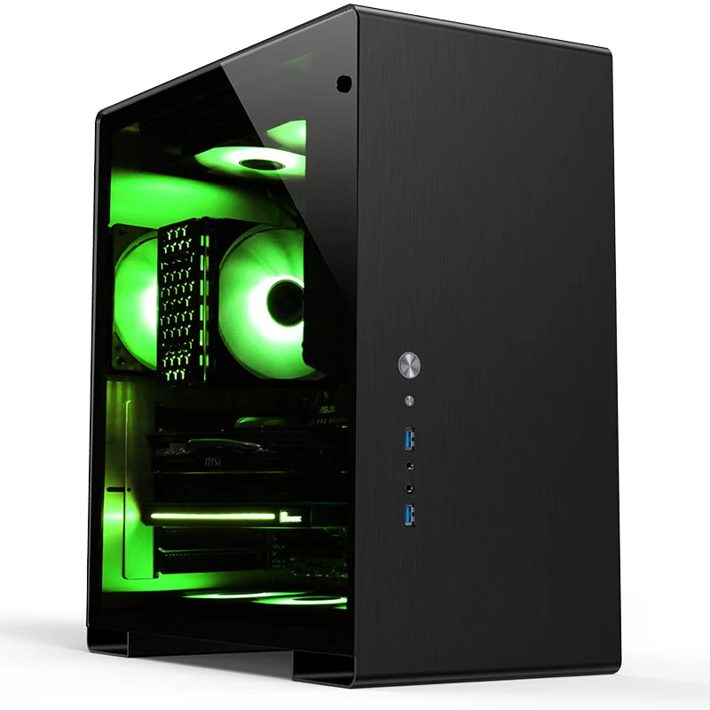 Jonsbo U5 qora alyuminiy ATX korpus, kalenlangan shishali panel