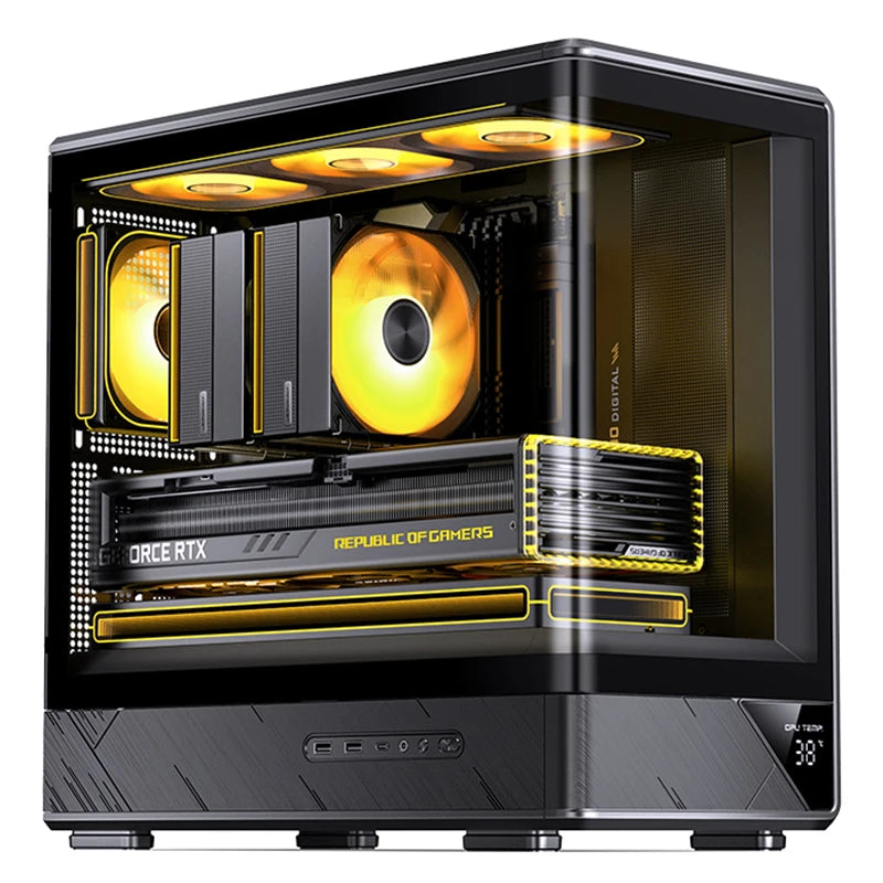 Jonsbo D200 qora Micro-ATX korpus, shishali yon panel
