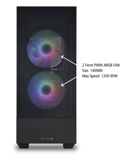 Lian Li LANCOOL 205M MESH Black Micro-ATX korpus, 2 ta ARGB kuler