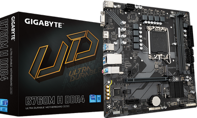 Gigabyte B760M H DDR4 ona plata, LGA1700, 2 ta M.2, Micro-ATX