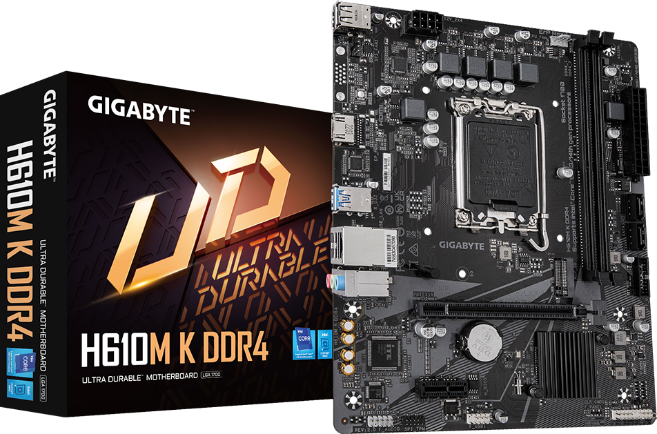 Gigabyte H610M K DDR4 ona plata, LGA1700, Micro-ATX