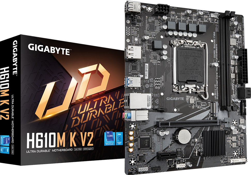 Gigabyte H610M K V2 DDR5 ona plata, LGA1700, Micro-ATX