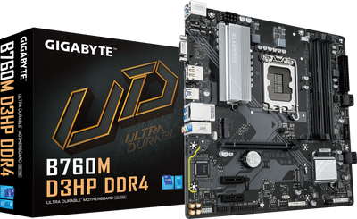 Gigabyte B760M D3HP DDR4 ona plata, LGA1700, 3 ta video chiqish, Micro-ATX