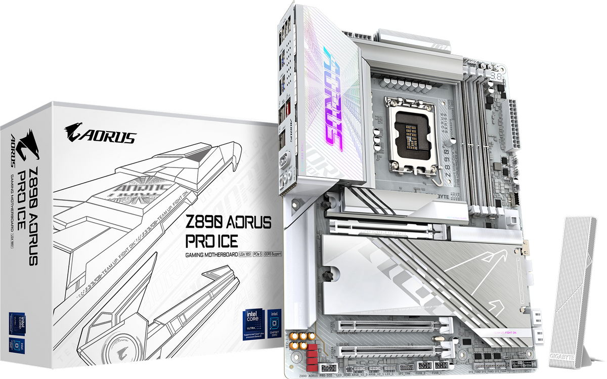 Gigabyte Z890 AORUS PRO ICE DDR5 ona plata, LGA1851, 5 ta M.2, 5G LAN, ATX