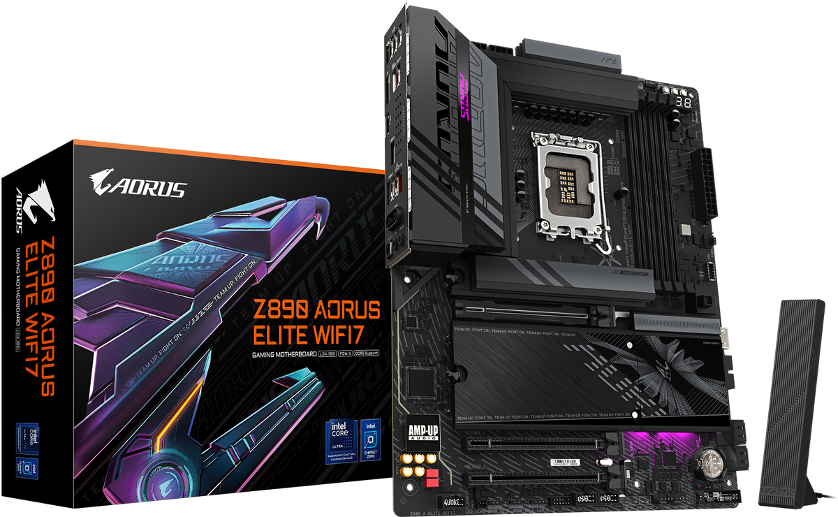 Gigabyte Z890 AORUS ELITE WIFI7 DDR5 ona plata, LGA1851, Thunderbolt 4, ATX