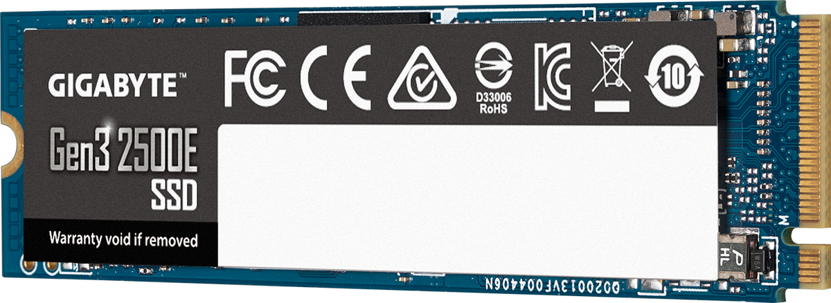 Gigabyte Gen3 2500E 500GB M.2 NVMe SSD, PCIe 3.0, 2300 MB/s