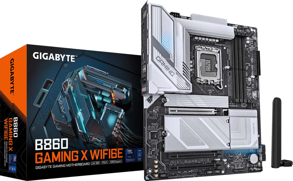 Gigabyte B860 GAMING X WIFI6E DDR5 ona plata, LGA1851, USB4, ATX