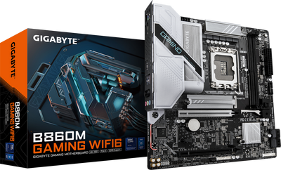 Gigabyte B860M GAMING WIFI6 DDR5 ona plata, LGA1851, Micro-ATX