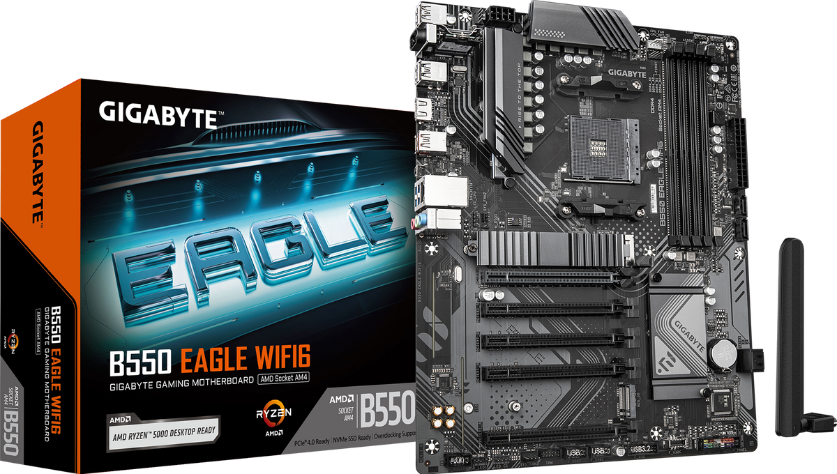 Gigabyte B550 EAGLE WIFI6 DDR4 ona plata, AM4, Wi-Fi 6, ATX