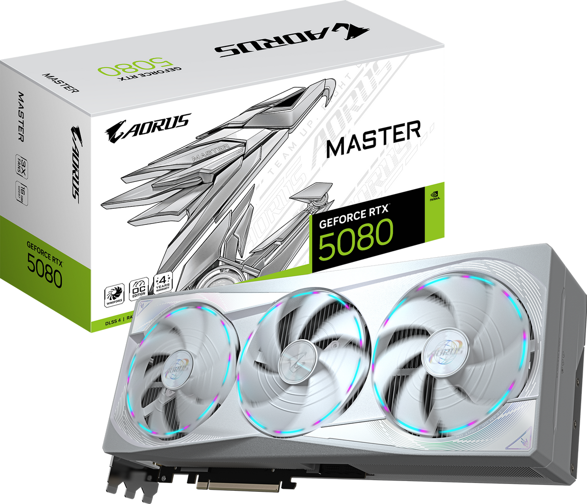 Gigabyte GeForce RTX 5080 AORUS MASTER ICE videokarta, 16 GB GDDR7, oq rang