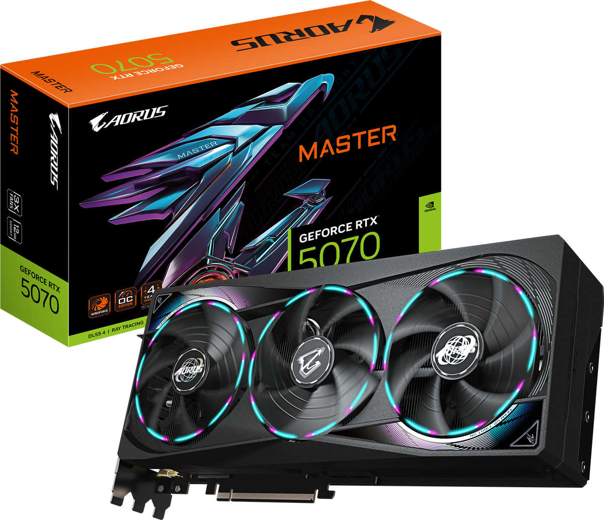 Gigabyte GeForce RTX 5070 AORUS MASTER videokarta, 12 GB GDDR7