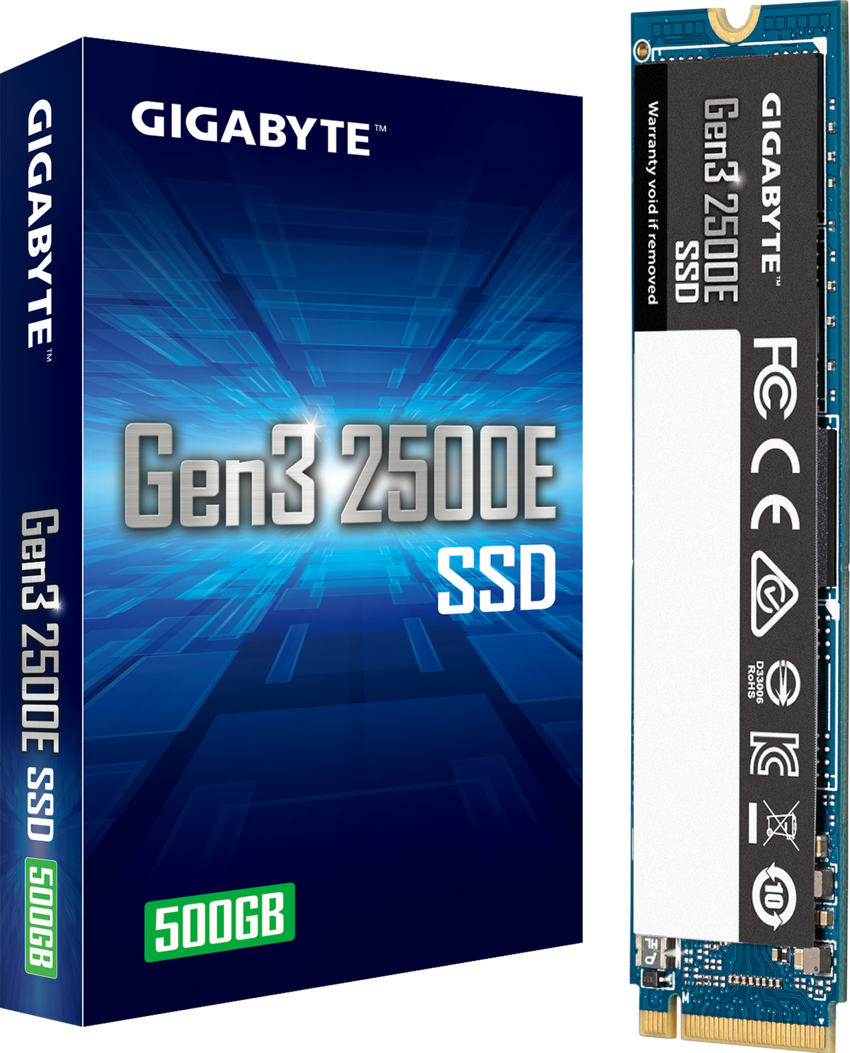 Gigabyte Gen3 2500E 500GB M.2 NVMe SSD, PCIe 3.0, 2300 MB/s