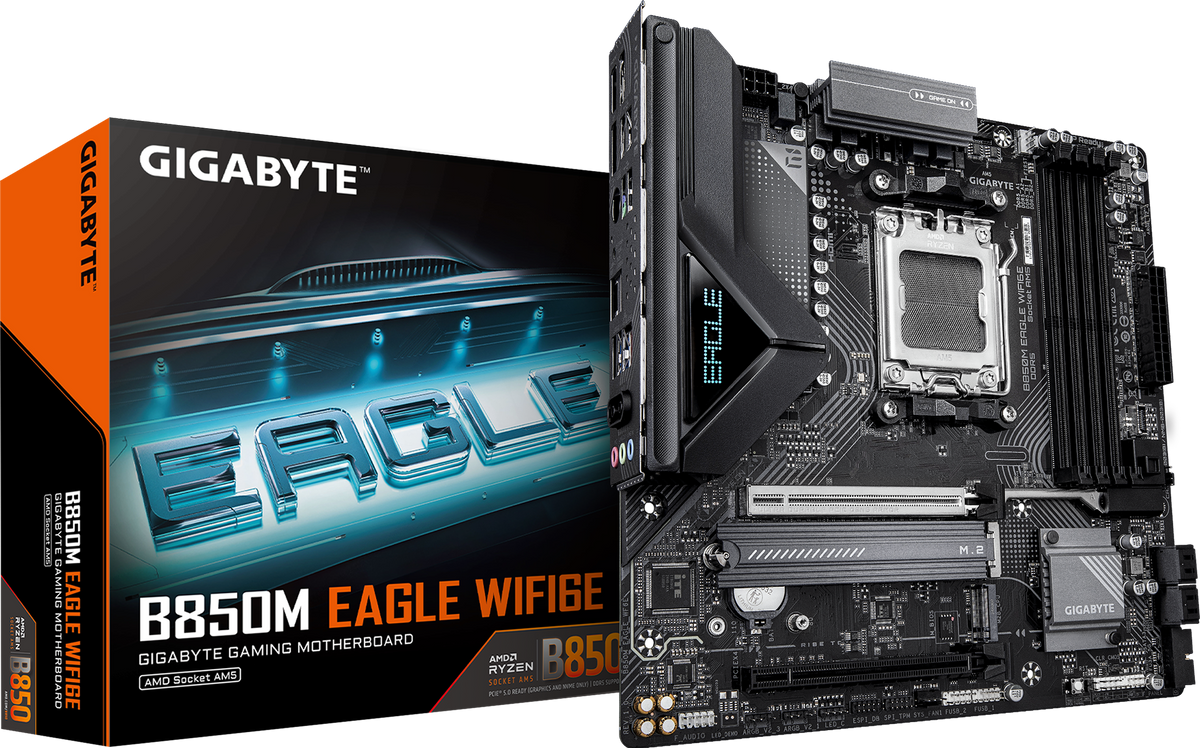 Gigabyte B850M EAGLE WIFI6E DDR5 ona plata, AM5, PCIe 5.0, Micro-ATX