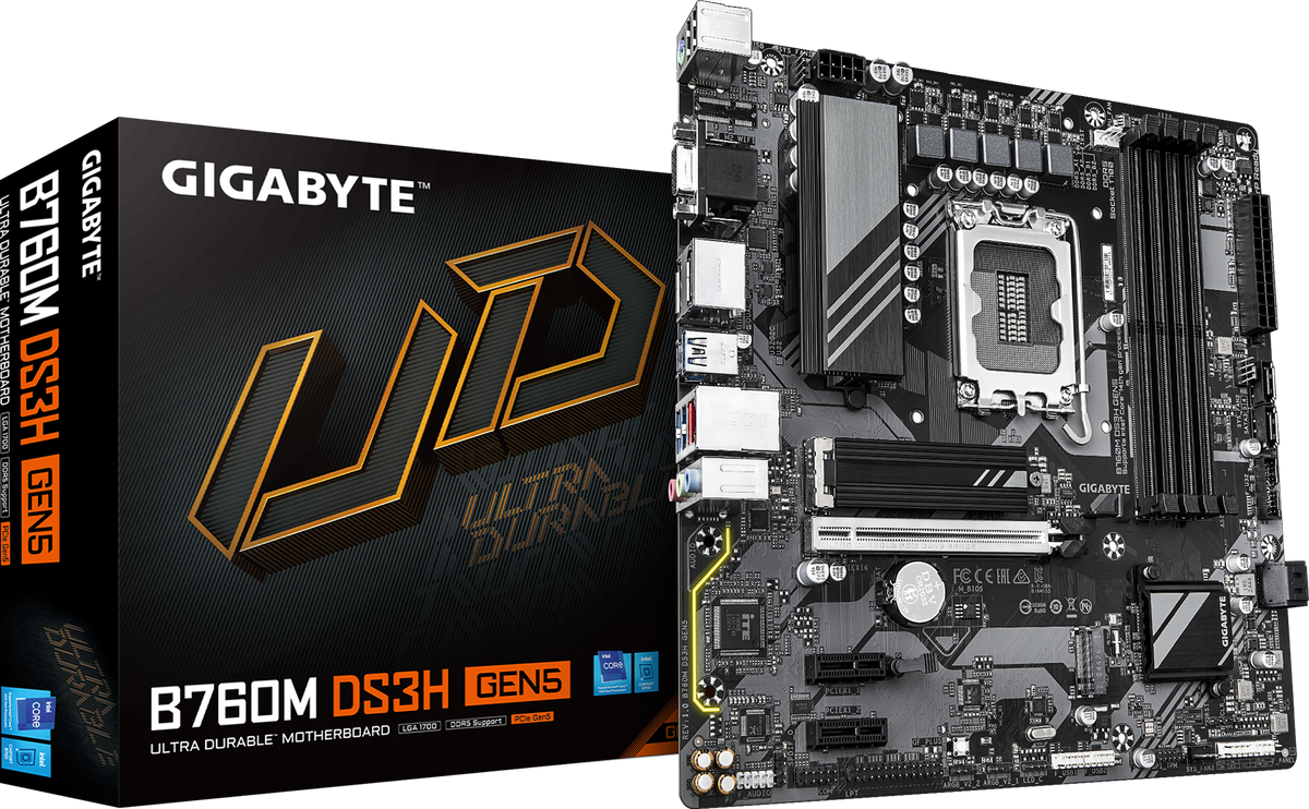 Gigabyte B760M DS3H GEN5 DDR5 ona plata, LGA1700, PCIe 5.0, Micro-ATX