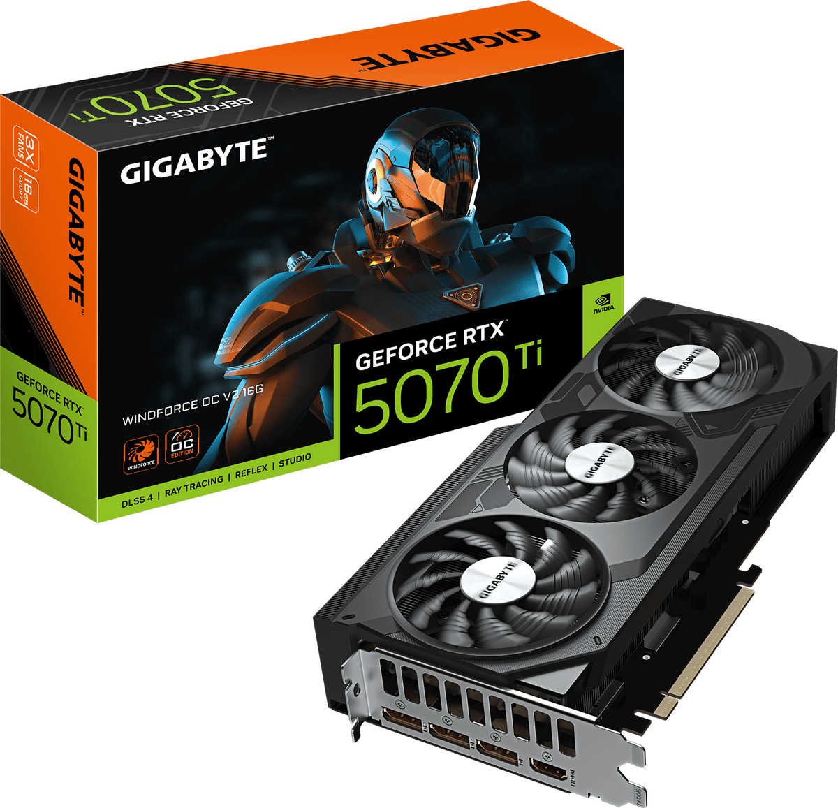 Gigabyte GeForce RTX 5070 Ti WINDFORCE OC V2 videokarta, 16 GB GDDR7, ixcham