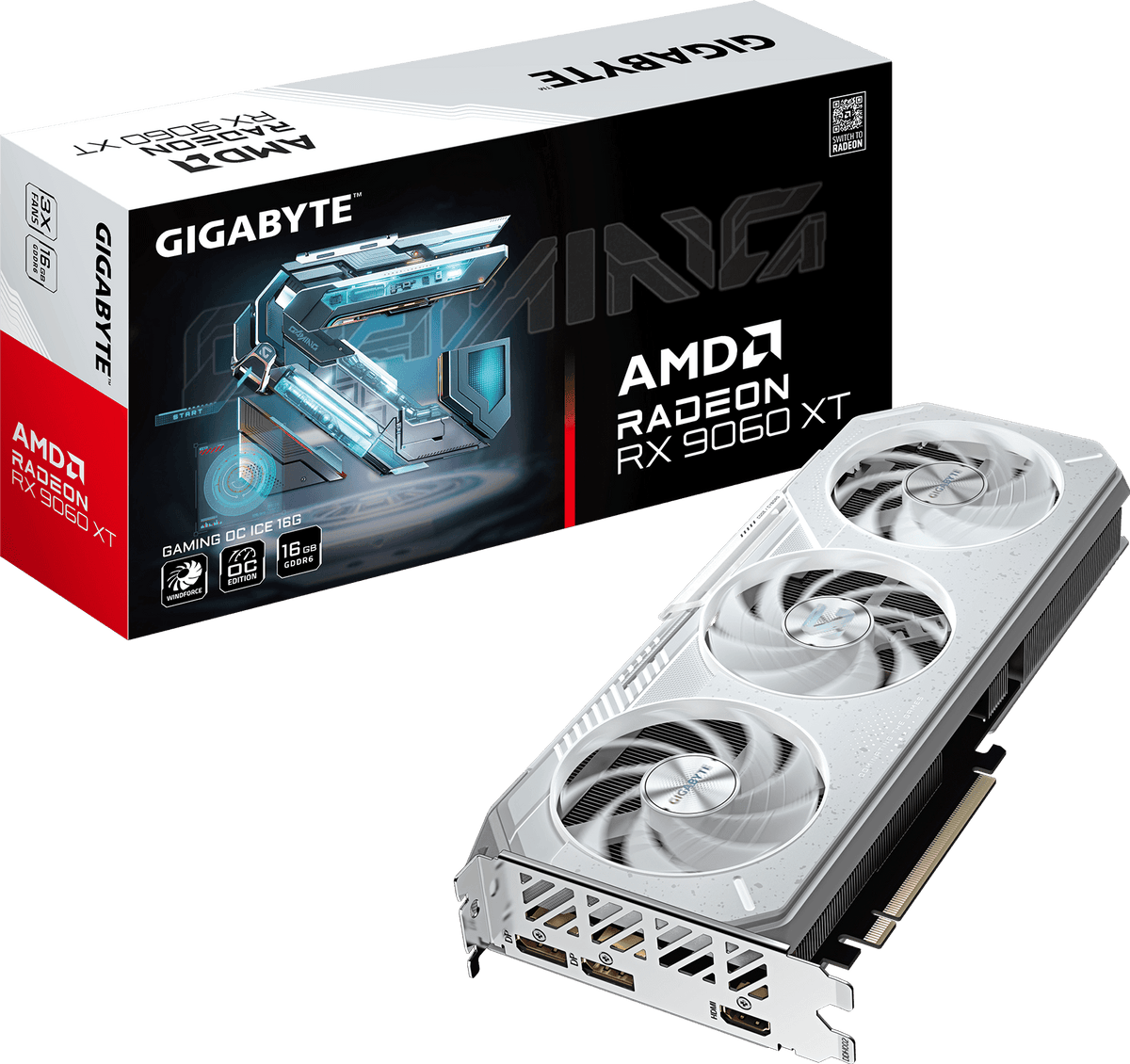 Gigabyte Radeon RX 9060 XT GAMING OC ICE videokarta, 16 GB GDDR6, oq rang