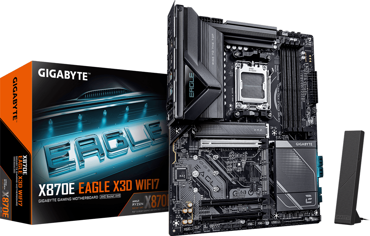 Gigabyte X870E EAGLE X WIFI7 DDR5 ona plata, AM5, 4 ta M.2, 5G LAN, ATX