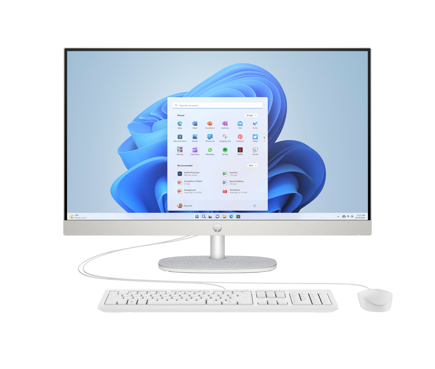 HP 27-cr2116ci monoblok, 27 dyuym FHD IPS, oq korpus, klaviatura va sichqoncha bilan