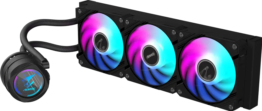 Gigabyte AORUS WATERFORCE II 360 qora suvli kuler, 3 ta ARGB kuler