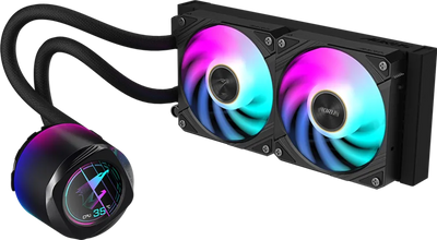 Gigabyte AORUS WATERFORCE X II 240 suvli kuler, LCD displeyli nasos bloki