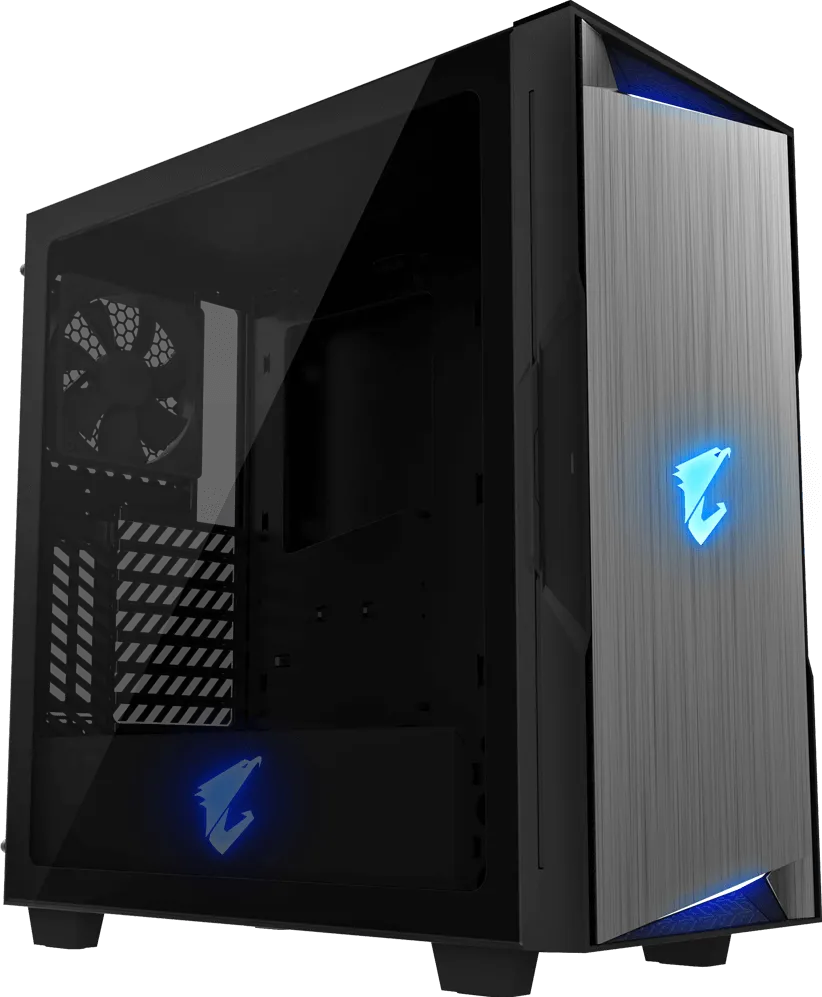 Gigabyte AORUS C300 GLASS qora ATX korpus, shishali yon panel va RGB yoritish