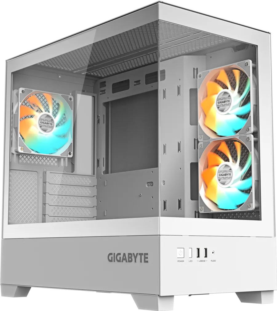 Gigabyte C201 PANORAMIC ICE oq korpus, panoramali shisha va ARGB kulerlar