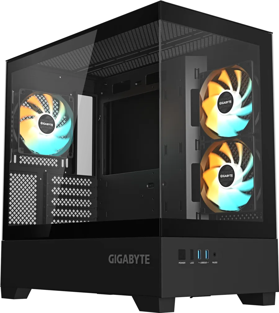 Gigabyte C201 PANORAMIC qora korpus, 270 daraja panoramali shisha va ARGB kulerlar