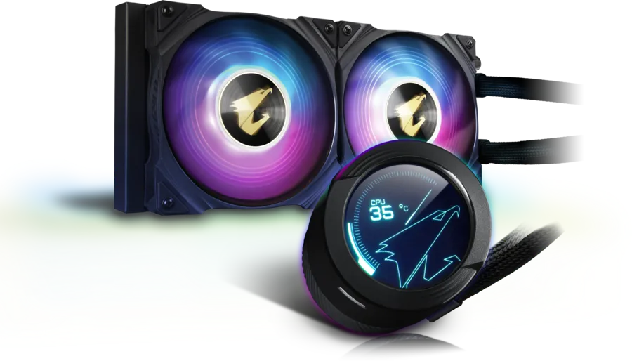 Gigabyte AORUS WATERFORCE X 240 suvli kuler, LCD displeyli nasos bloki