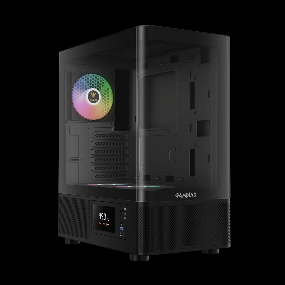 Gamdias ATLAS E2 CG qora ATX korpus