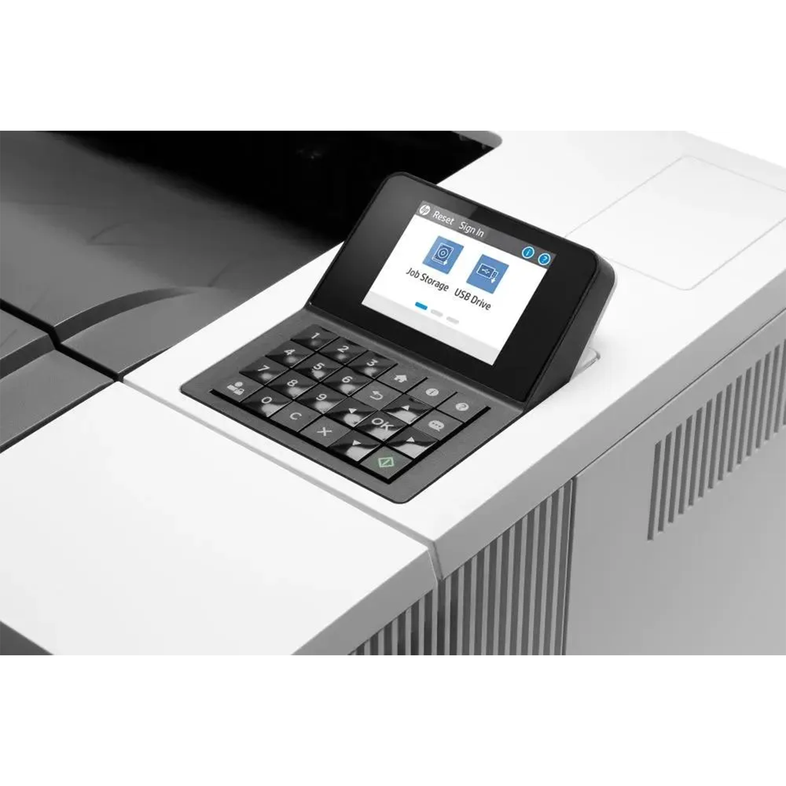 HP LaserJet Enterprise M507dn A4 lazerli printer — yon tomondan