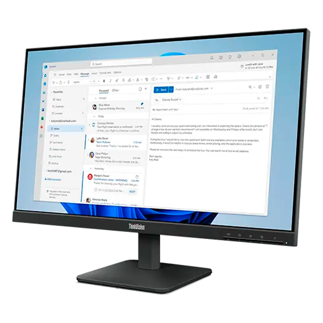 Lenovo - 24" S24-4e Monitor, IPS, 4ms, 100Hz, FHD (1920x1080), HDMI, VGA, Raven Black (64B5KAT1EU)