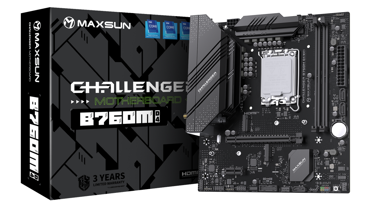 Maxsun Challenger B760M D4 WIFI ona plata, LGA1700, Wi-Fi 6, Micro-ATX