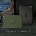 Transcend StoreJet 25M3 1TB tashqi qattiq disk 2.5", USB 3.1 Gen 1, zarbabardosh