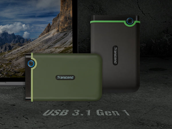 Transcend StoreJet 25M3 1TB tashqi qattiq disk 2.5", USB 3.1 Gen 1, zarbabardosh