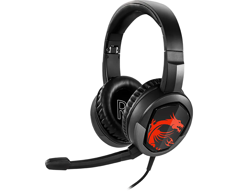 MSI Immerse GH30 o'yin garnituarasi, qora rangda, mikrofoni bilan