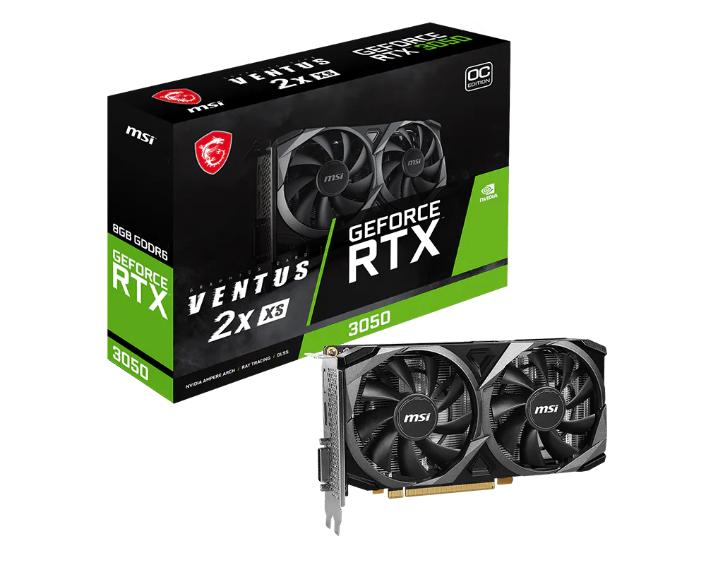MSI GeForce RTX 3050 VENTUS 2X XS 8G OC videokarta, 8 GB GDDR6