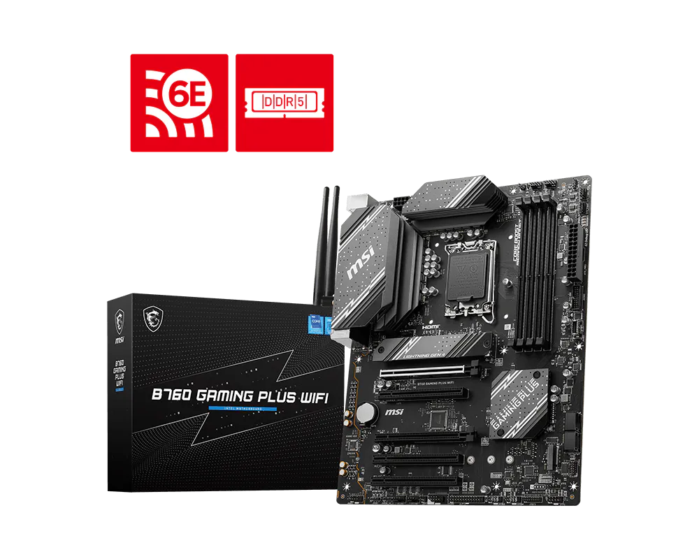 MSI B760 GAMING PLUS WIFI DDR5 ona plata, LGA1700, Wi-Fi 6E, ATX