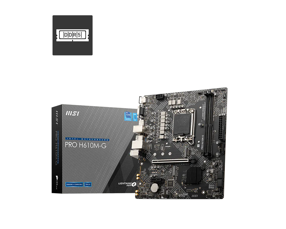 MSI PRO H610M-G DDR5 ona plata