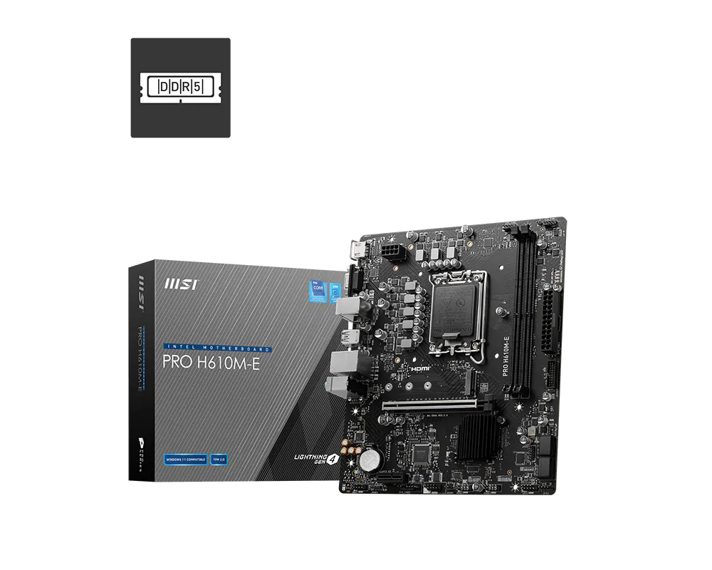 MSI PRO H610M-E DDR5 ona plata