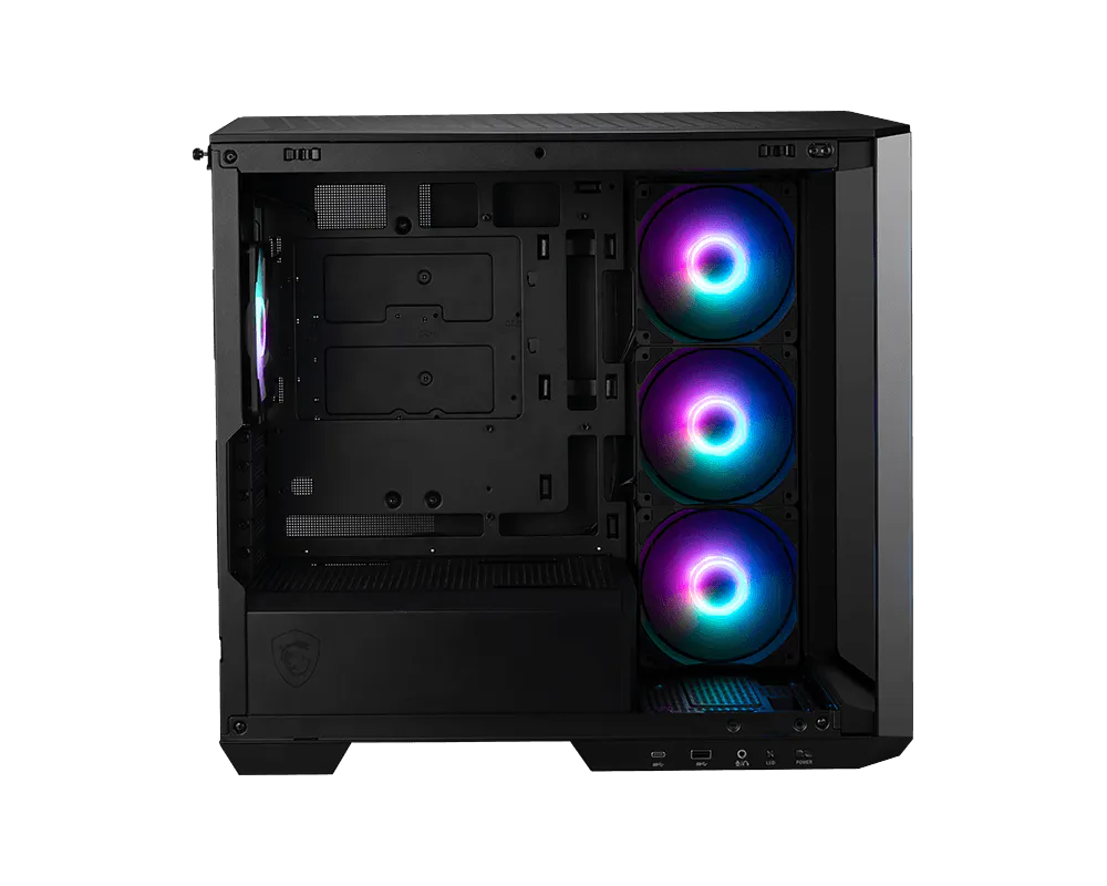 MSI MAG PANO M100R PZ qora Micro-ATX korpus, panoramali shisha va ARGB kulerlar