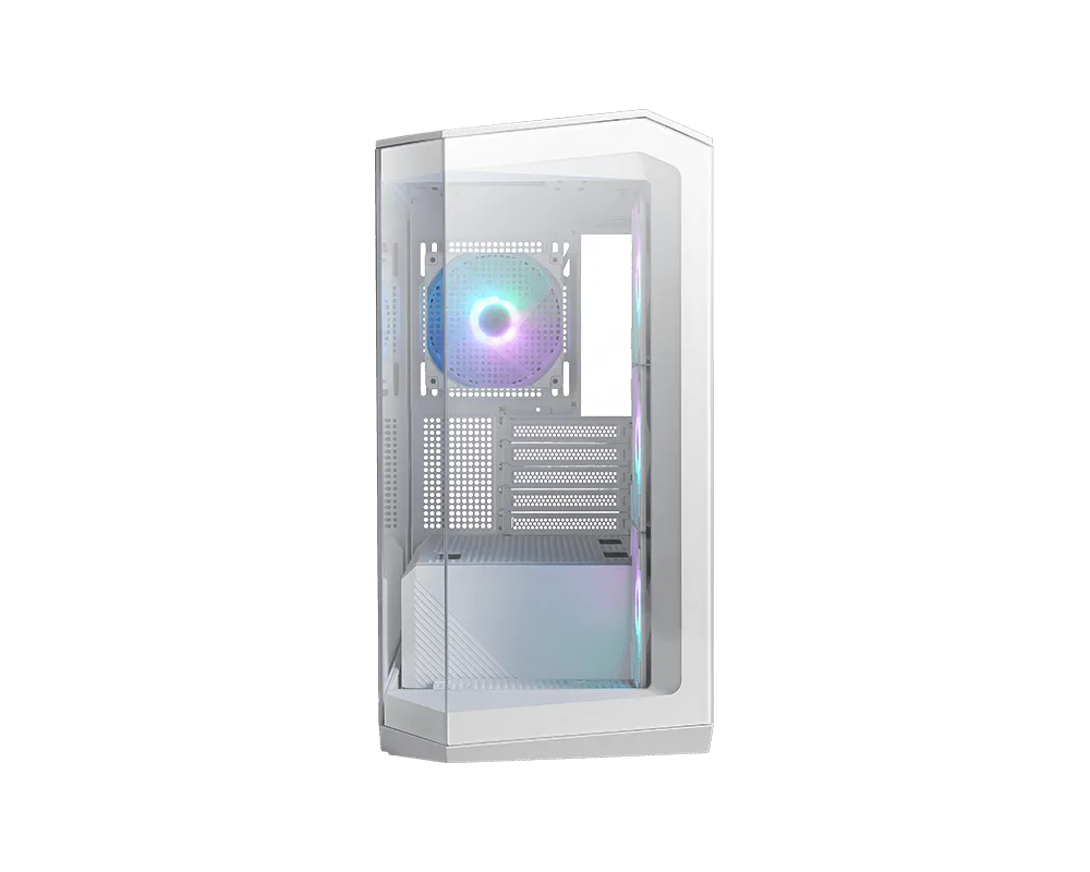 MSI MAG PANO M100R PZ White oq Micro-ATX korpus, panoramali shisha va ARGB kulerlar