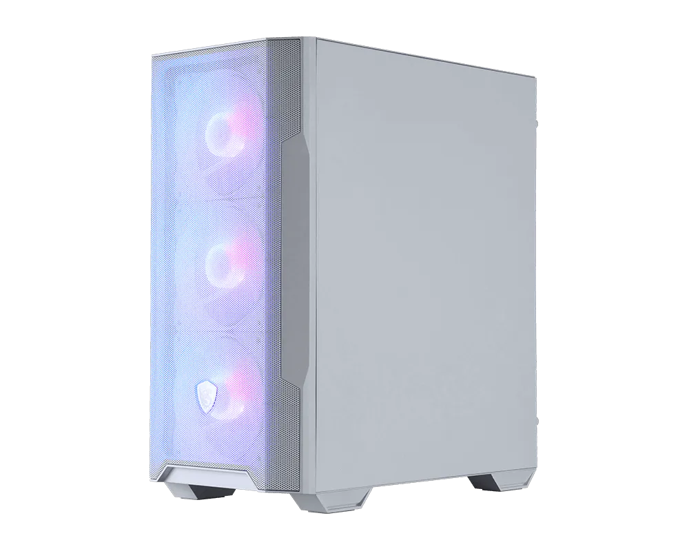 MSI MAG FORGE M100R White oq Micro-ATX korpus, 4 ta 120mm ARGB kuler va shaffof yon panel