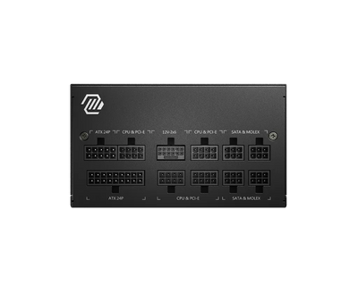MSI MAG A750GL PCIE5 750W to'liq modulli 80 PLUS Gold quvvat bloki, konnektor paneli